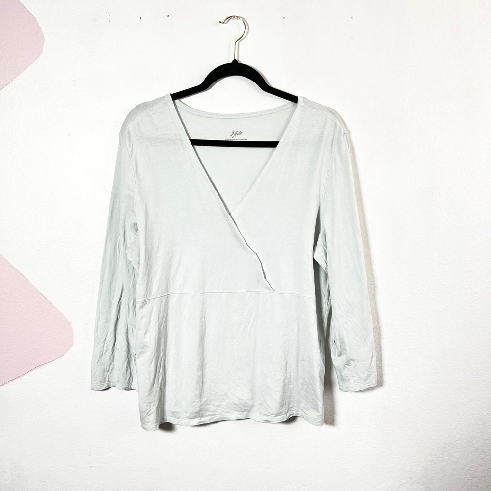 J. Jill Supersoft Crossover Tee V-Neck 3/4 Sleeve Top Baby Blue Womens Large